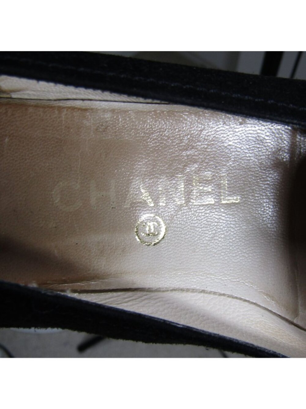 VTG CHANEL Black Suede Leather Loafers Ballet Flats Quiet Luxury EU 36.5 US 6 - Picture 7 of 12